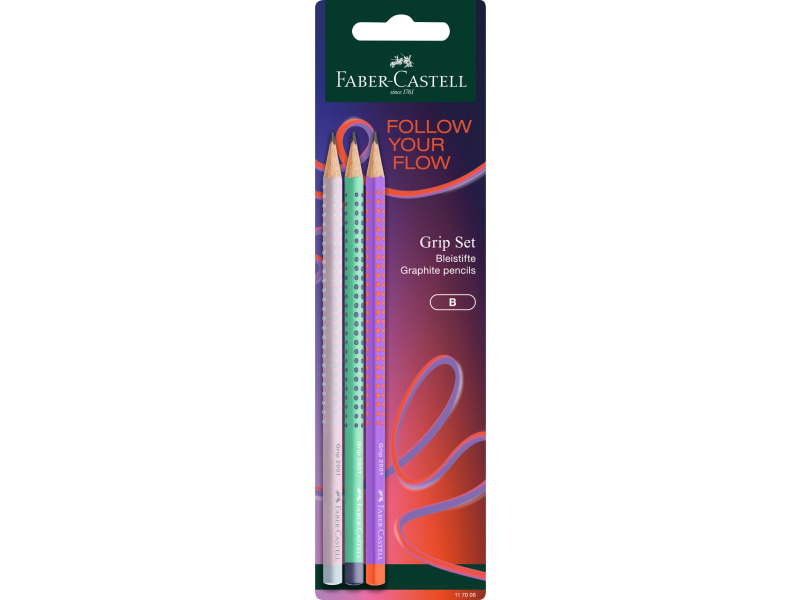 Harilik pliiats Faber-Castell Grip Flow Edition HB 3tk/bl