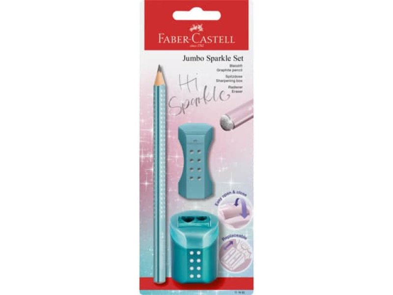 Harilik pliiats Faber-Castell Jumbo Sparkle Cosmic + teritaja ja kustukumm