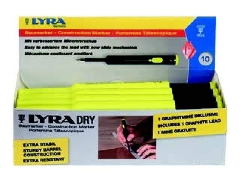 Harilik pliiats Lyra Dry Profi, ehitusmarker, reguleeritav pikkus grafiit 2B must - Pilt 2