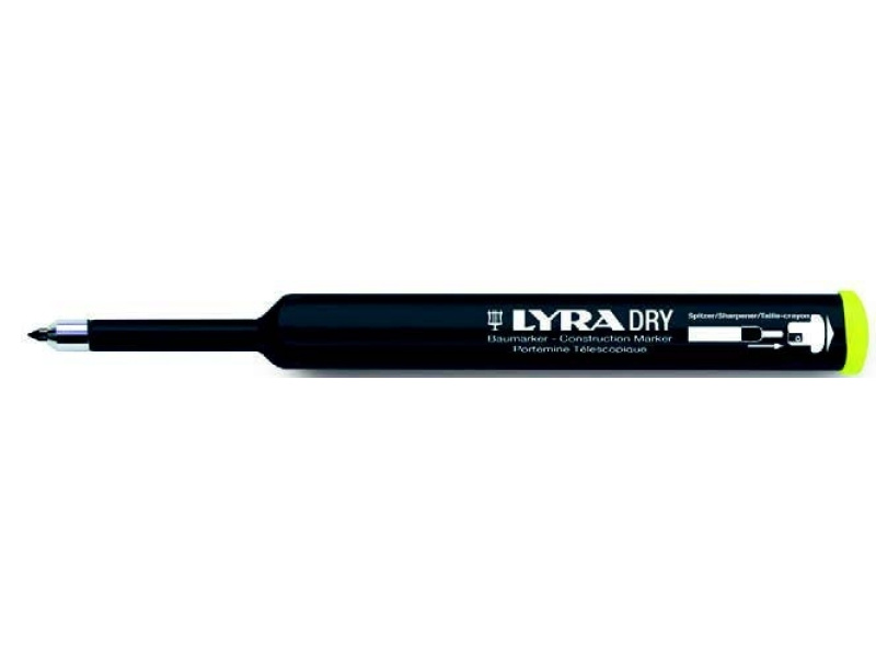 Harilik pliiats Lyra Dry Profi, ehitusmarker, reguleeritav pikkus grafiit 2B must