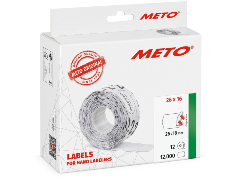 Hinnapüstolilint METO 26x16mm valge püsiv 12rl/pk - Pilt 2