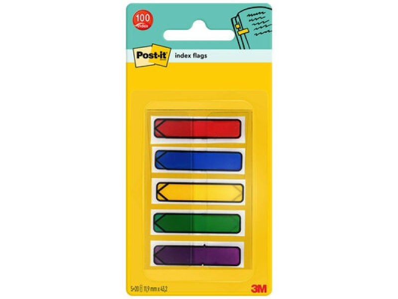 Järjehoidja 3M Post-it Indeksid komplekt, 5x20tk 11,9x43,2mm nool 684-ARR1EU