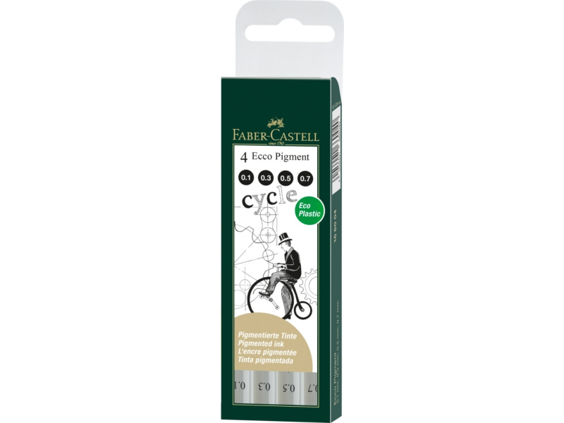 Joonestuspliiatsite komplekt Faber-Castell Ecco Pigment 0.1/0.3/0.5/0.7 must