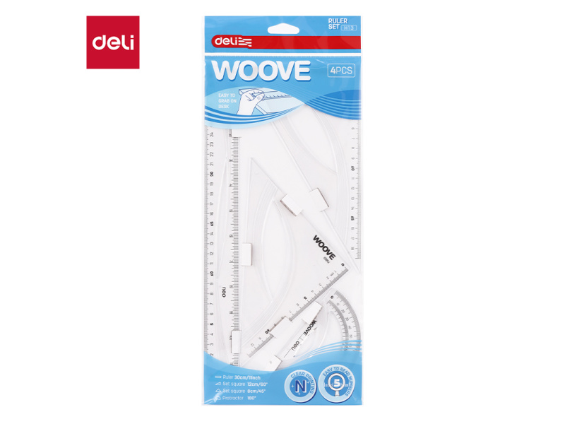 Joonlaudade komplekt DELI Woove 30cm 4 tk, läbipaistev