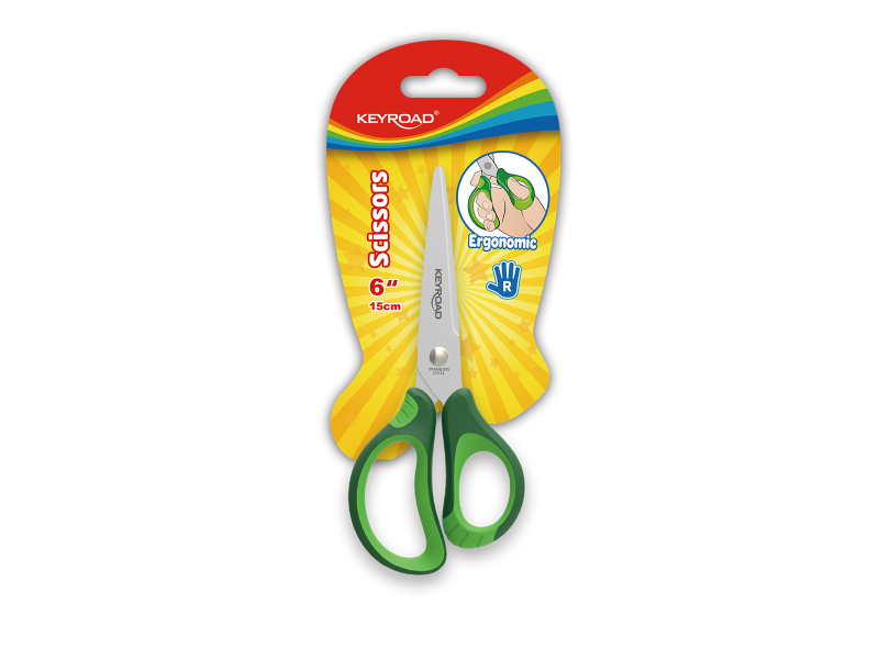 Käärid Keyroad 15cm, lastele, pehme käepide, ergonoomilised