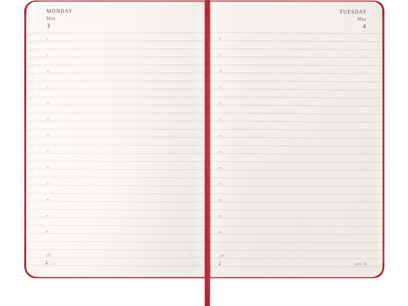 Kalender-märkmik Moleskine 2027 13x21cm, päev, kõvad kaaned, punane - Pilt 3