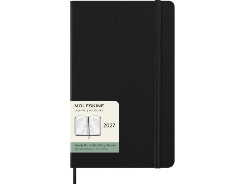 Kalendermärkmik Moleskine 2027 13x21cm, nädal H, kõvad kaaned, must