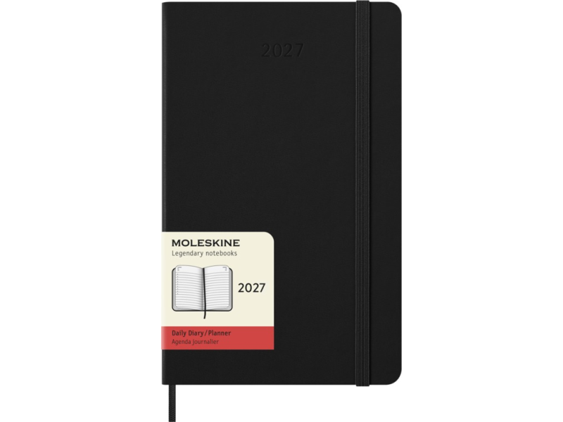 Kalendermärkmik Moleskine 2027 13x21cm, päev, kõvad kaaned, must