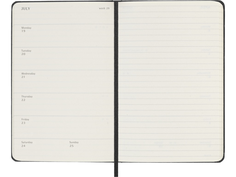 Kalendermärkmik Moleskine 2027 9x14cm, nädal, kõvad kaaned, must - Pilt 3