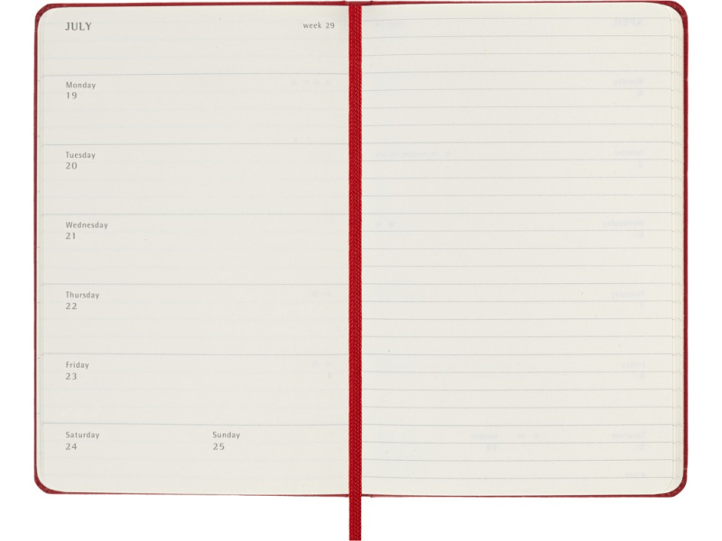 Kalendermärkmik Moleskine 2027 9x14cm, nädal, kõvad kaaned, punane - Pilt 3