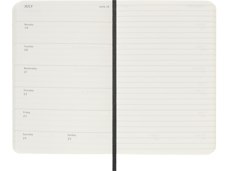 Kalendermärkmik Moleskine 2027 9x14cm, nädal, pehmed kaaned, must - Pilt 4