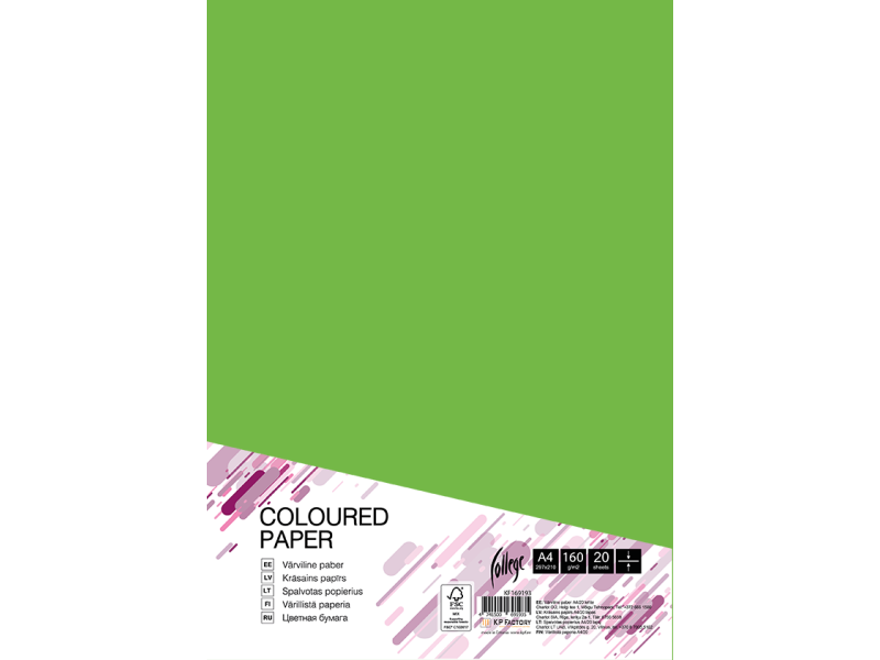 Kartong College A4/20l, 160g/m², kevadroheline