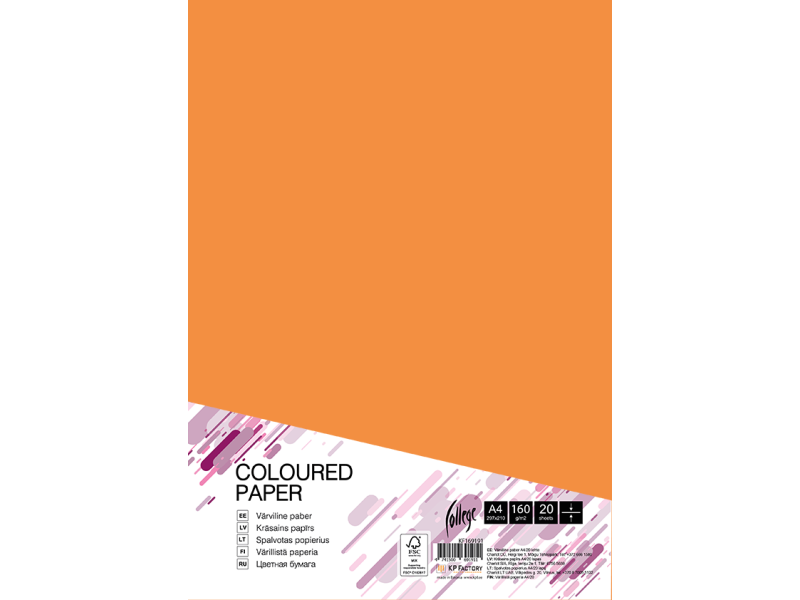 Kartong College A4/20l, 160g/m², mandariin