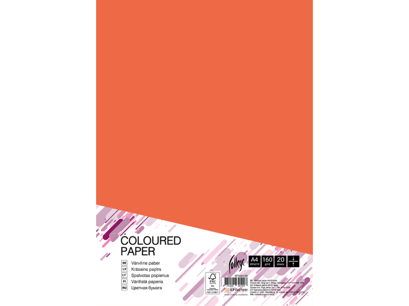 Kartong College A4/20l, 160g/m², oranž