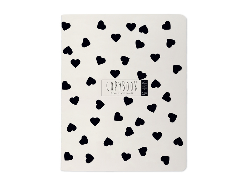 Kaustik Bruno Visconti A5/48L Black&White.Hearts 5x5ruut