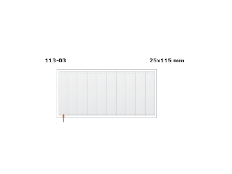 Kiletasku iseliimuv Prolexplast etiketile,10tk lehel (25x115mm), 1-LEHT