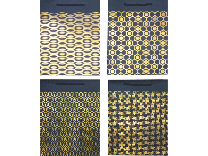 Kinkekott deVENTE Black & Gold 26x32x10 cm, 210 g/m², 4 kujundust