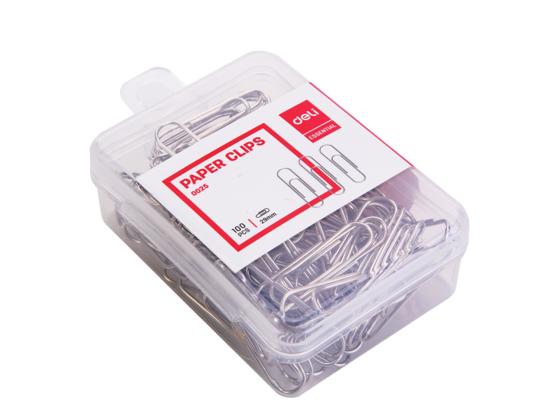 Kirjaklambrid DELI 29mm 100tk/pk, plastkarbis - Pilt 3