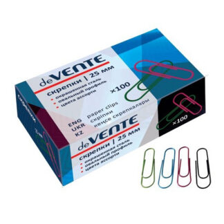 Kirjaklambrid deVENTE 25mm 100tk/pk ümarad värvilised