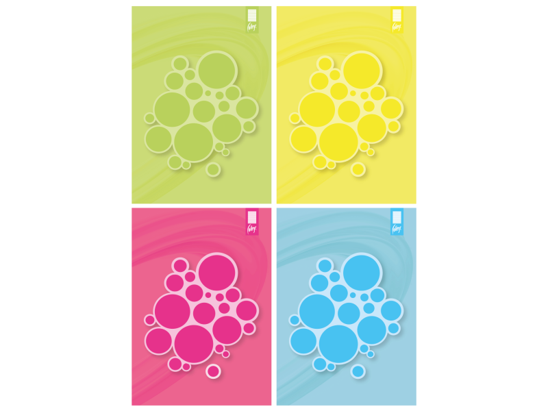 Kirjaplokk College Circles A5/50L/ 5x5ruut, liimköide ülal
