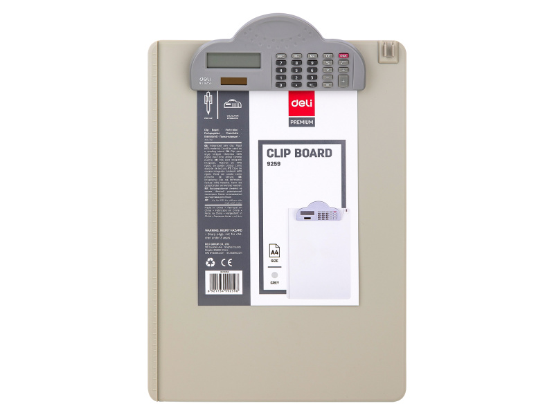 Kirjutusalus DELI A4 plastik, kalkulaatoriga, hall