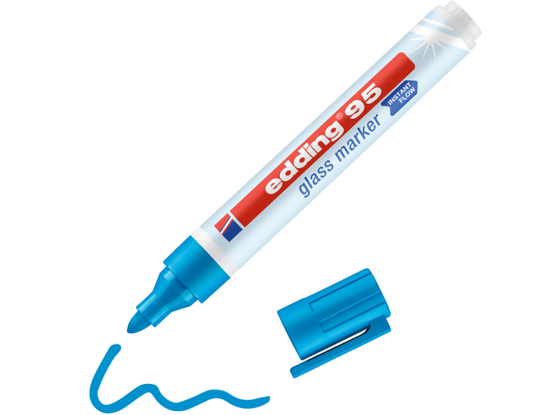Klaasimarker Edding 95 helesinine ümara otsaga 1.5-3mm