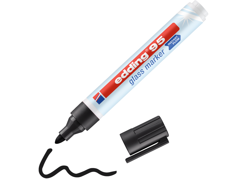 Klaasimarker Edding 95 must ümara otsaga 1.5-3mm