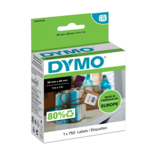 Kleepkirjaetiketid Dymo 25x25mm valge 750tk