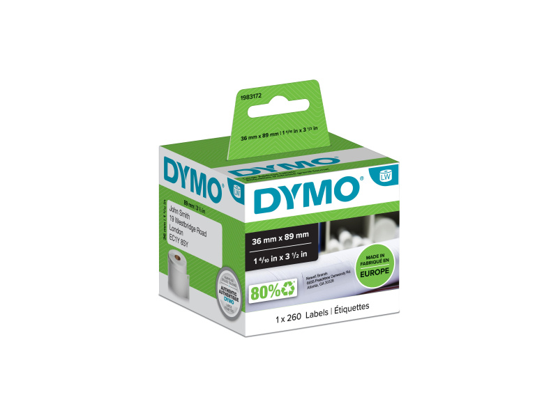 Kleepkirjaetiketid Dymo 36X89mm 260tk
