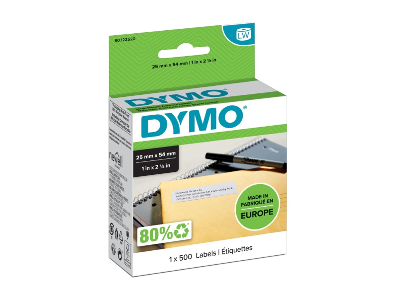 Kleepkirjaetiketid Dymo 54x25mm valge 11352