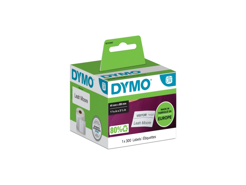 Kleepkirjaetiketid Dymo 89x41mm valge 300tk, eemaldatavad - Pilt 2