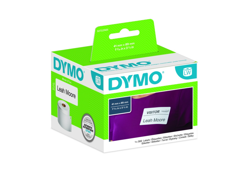 Kleepkirjaetiketid Dymo 89x41mm valge 300tk, eemaldatavad