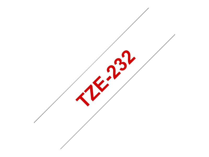 Kleepkirjalint Brother "TZe-232", White/Red, Lamineeritud - Pilt 3