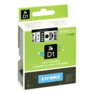 Kleepkirjalint Dymo 24mm x 7m must tekst valgel 53713