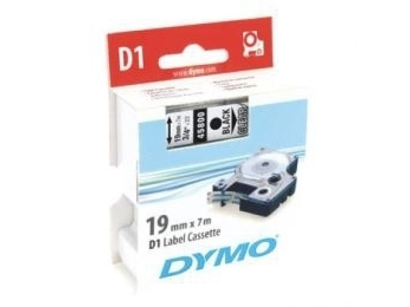 Kleepkirjalint Dymo D1 19mm x 7m must tekst läbipaistval 45800 - Pilt 3