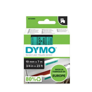 Kleepkirjalint Dymo D1 19mm x 7m must tekst rohelisel 45219