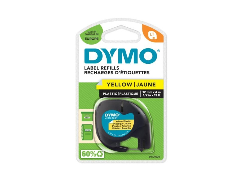 Kleepkirjalint Dymo LetraTag 12mm x 4m kollane 91202