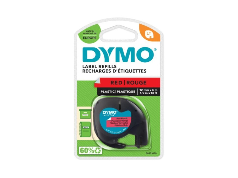 Kleepkirjalint Dymo LetraTag 12mm x 4m punane 91203