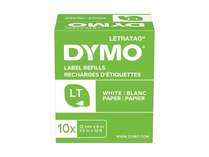 Kleepkirjalint Dymo LetraTag paber 12mm x 4m valge matt - Pilt 3