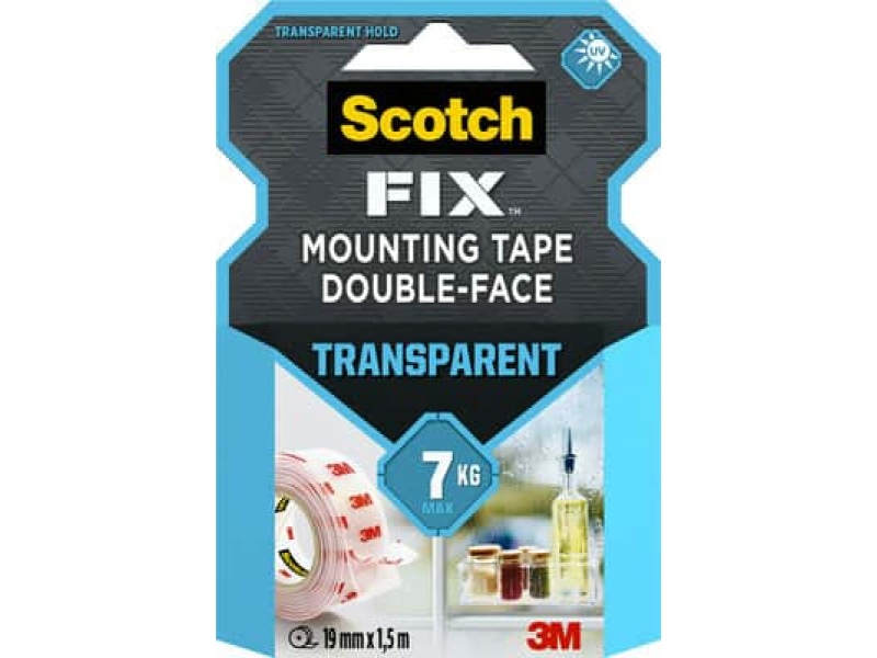 Kleeplint 3M rullis Scotch-Fix 4910C-1915-P, 19mm x1,5m, 1kg/20cm, läbipaistev