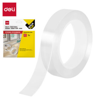 Kleeplint DELI kahepoolne 24mm x 5m x 1mm läbipaistev