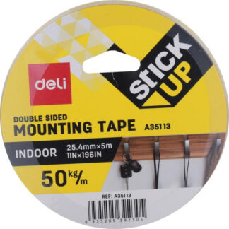 Kleeplint DELI kahepoolne 25.4mm x 5m (vahtteip)