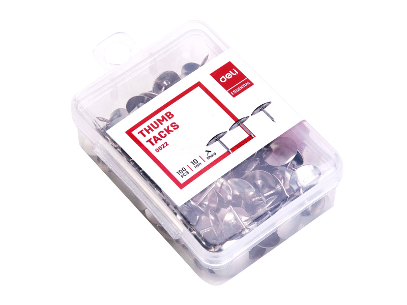 Knopkad DELI 10mm 100tk/pk, metalsed, plastkarbis - Pilt 2