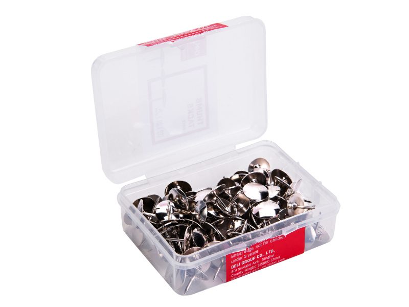 Knopkad DELI 10mm 100tk/pk, metalsed, plastkarbis - Pilt 3