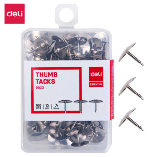 Knopkad DELI 10mm 100tk/pk, metalsed, plastkarbis