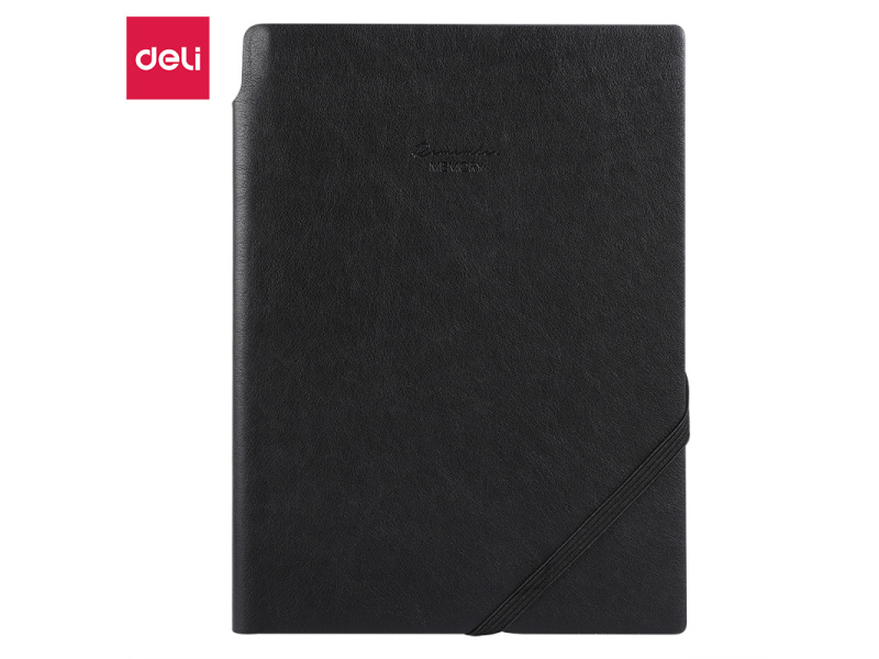 Kontoriraamat DELI EN130G A5/96L 5x5 ruut, pehmed PU kaaned, pruun