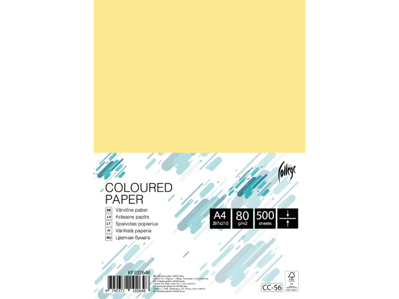 Koopiapaber College A4/80g/500L, helekollane