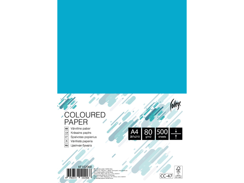 Koopiapaber College A4/80g/500L, järve sinine