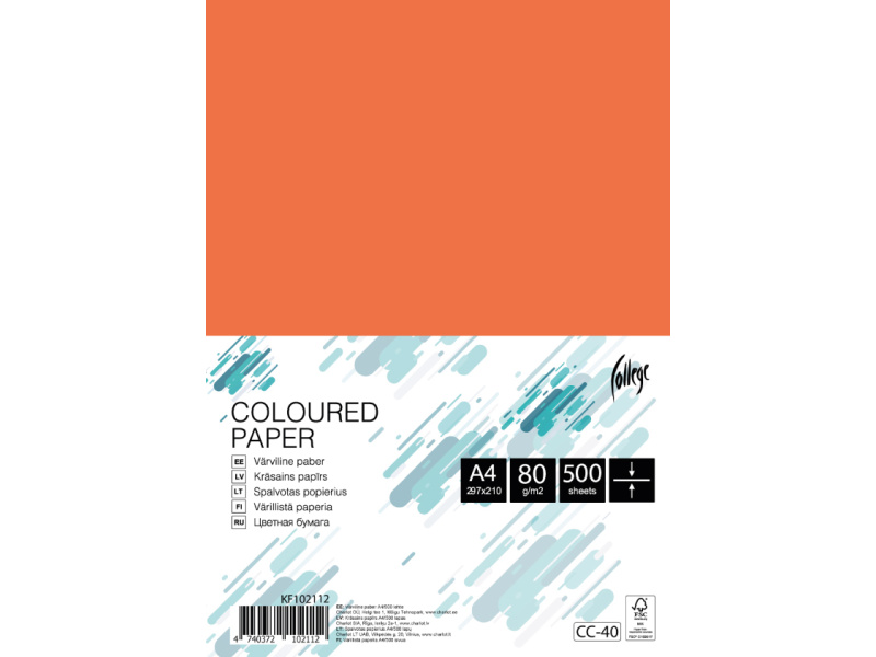 Koopiapaber College A4/80g/500L, oranz