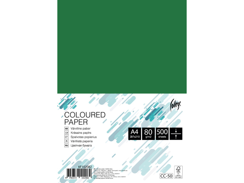 Koopiapaber College A4/80g/500L, roheline
